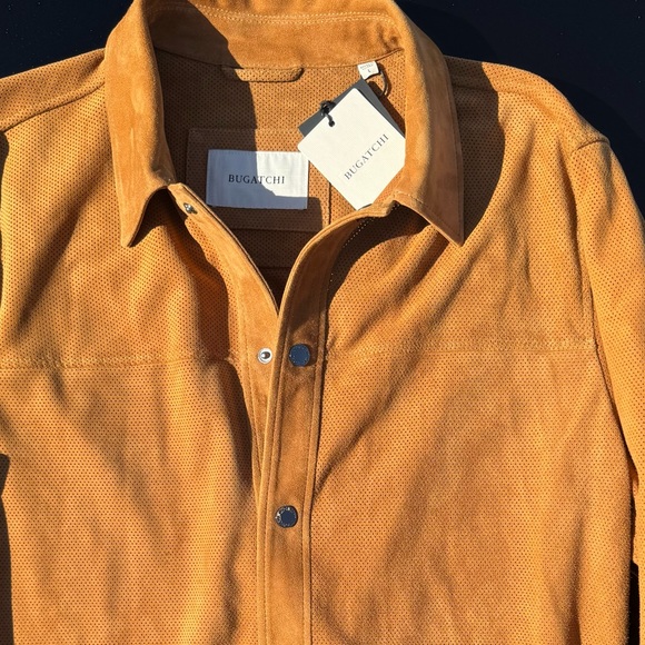 BUGATCHI SuaveLeather ButtonUp Shirt size L, Tan,100%Genuine, Italian-design,NWT - Picture 4 of 16